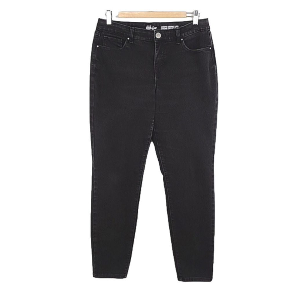 Style & Co Women's Curvy Skinny Leg Black Denim Jeans Stretch Size 8